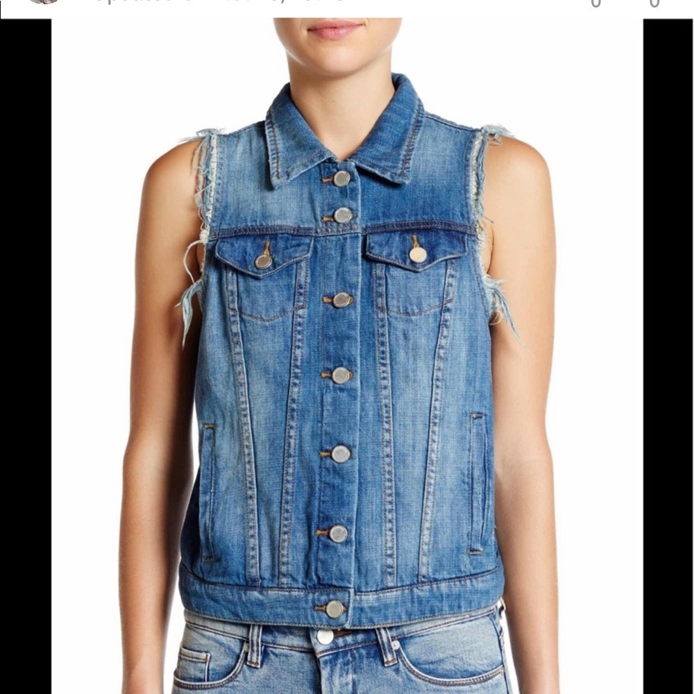 BlankNYC Distressed Denim Trucker Vest